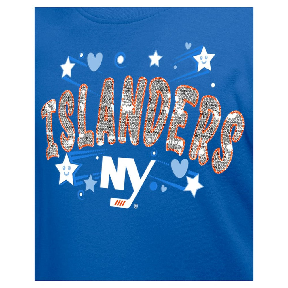 New York Islanders New Era Girl's Youth Flip Sequin T-Shirt Outlet