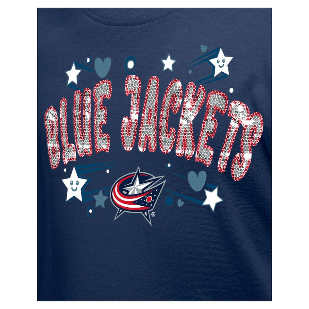 Columbus Blue Jackets New Era Girl's Youth Flip Sequin T-Shirt Sale