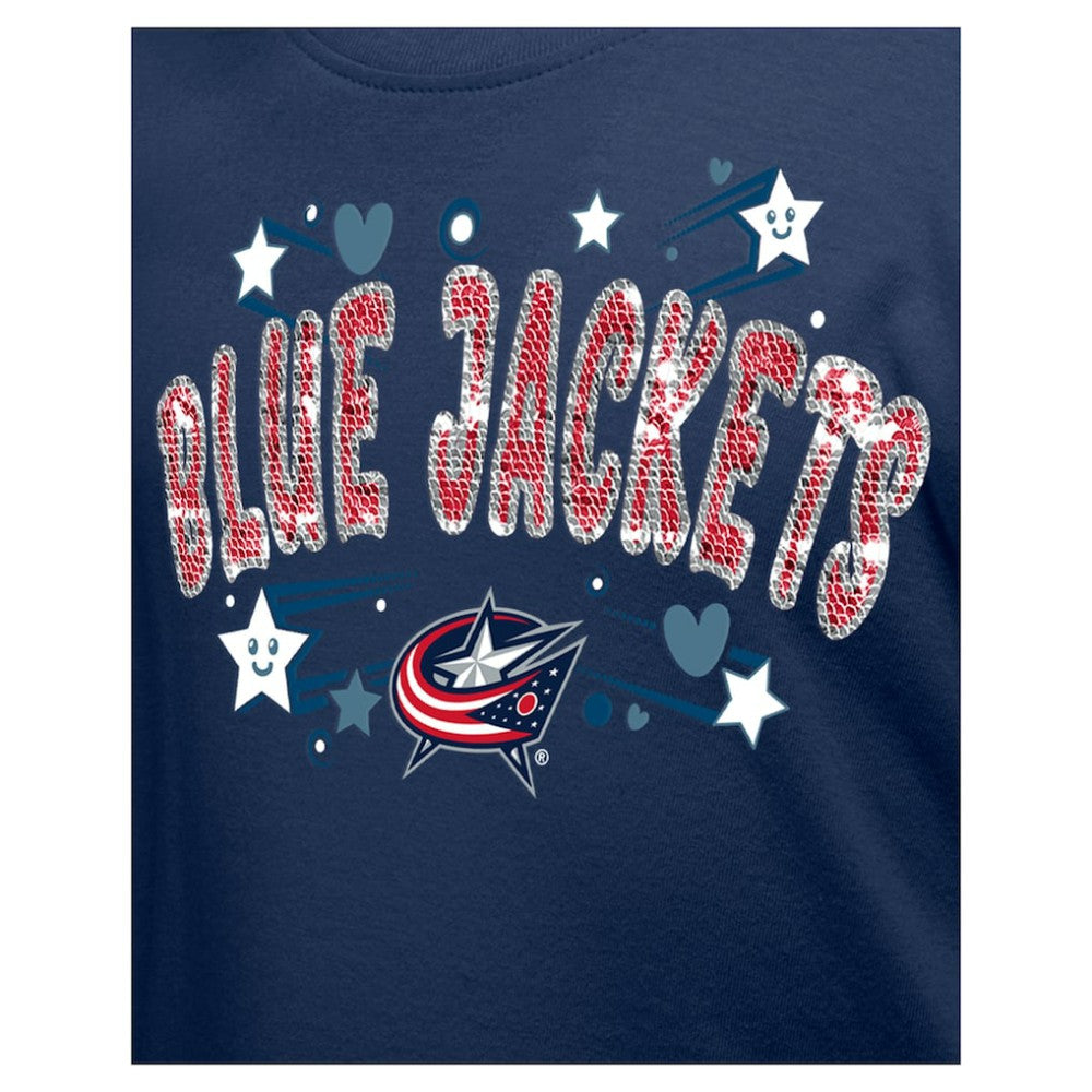 Columbus Blue Jackets New Era Girl's Youth Flip Sequin T-Shirt Sale