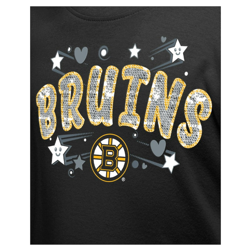 Boston Bruins New Era Girl's Youth Flip Sequin T-Shirt Sale