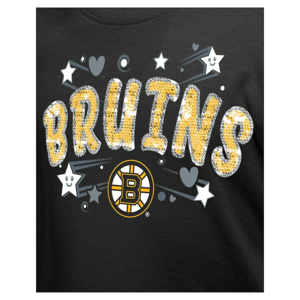 Boston Bruins New Era Girl's Youth Flip Sequin T-Shirt Sale