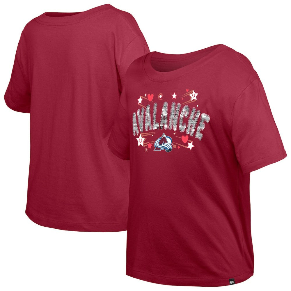 Colorado Avalanche New Era Girl's Youth Flip Sequin T-Shirt Discount