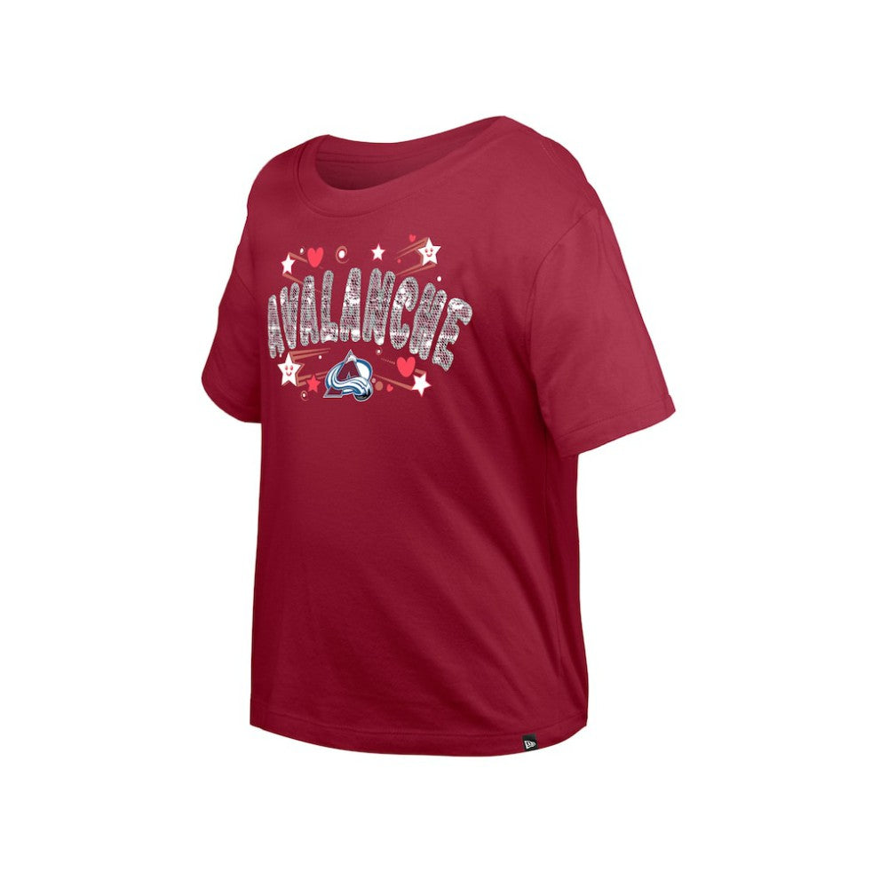 Colorado Avalanche New Era Girl's Youth Flip Sequin T-Shirt Discount