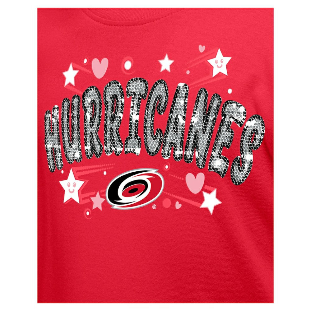 Carolina Hurricanes New Era Girl's Youth Flip Sequin T-Shirt Discount