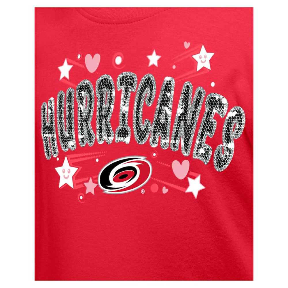 Carolina Hurricanes New Era Girl's Youth Flip Sequin T-Shirt Discount