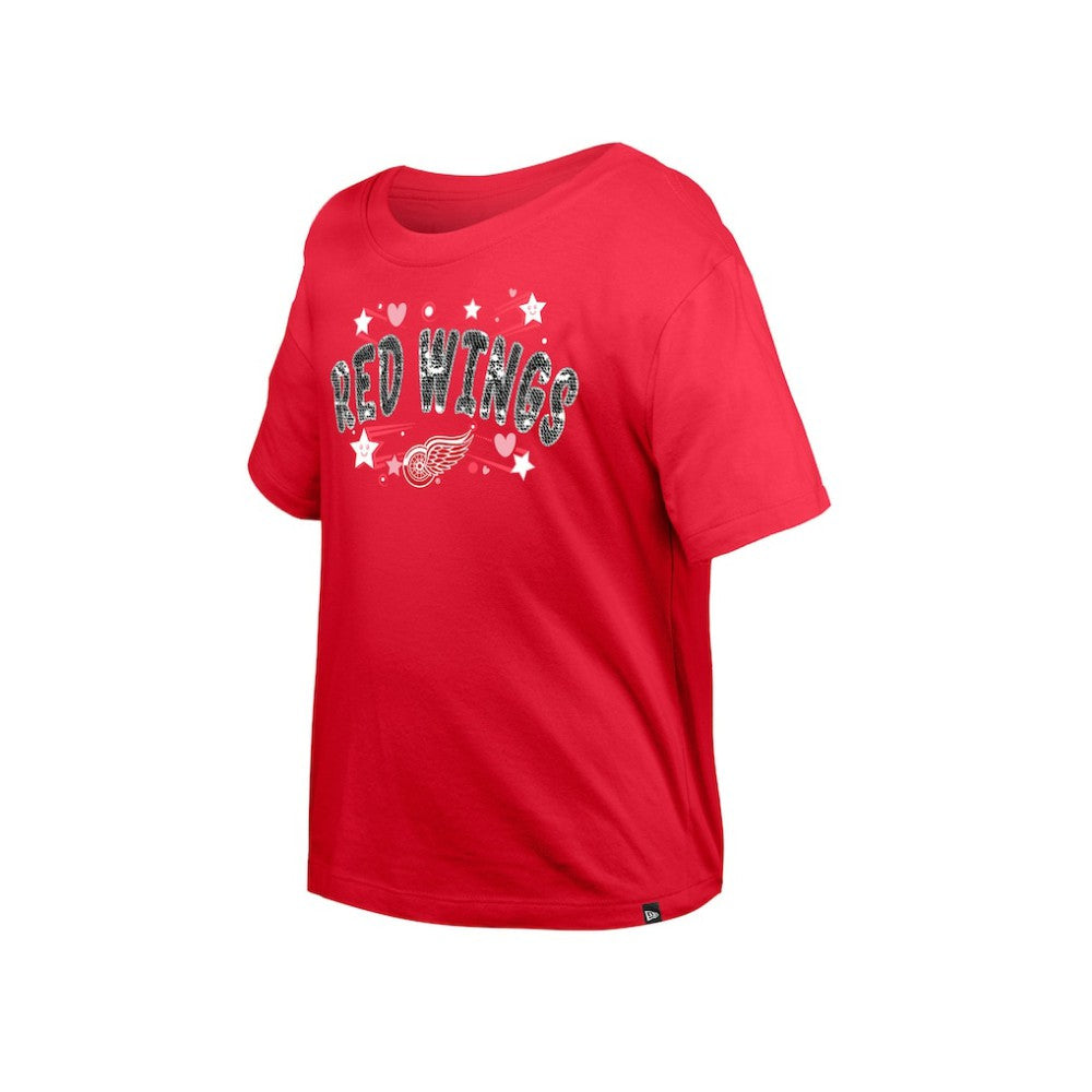 Detroit Red Wings New Era Girl's Youth Flip Sequin T-Shirt For Sale