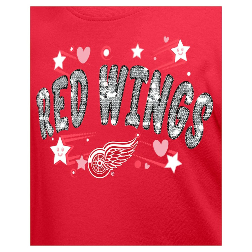 Detroit Red Wings New Era Girl's Youth Flip Sequin T-Shirt For Sale