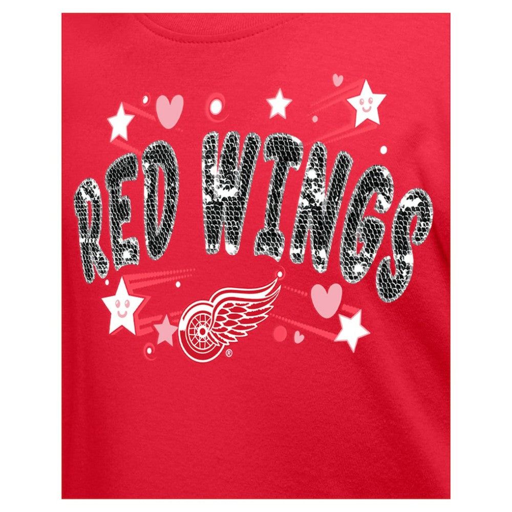 Detroit Red Wings New Era Girl's Youth Flip Sequin T-Shirt For Sale