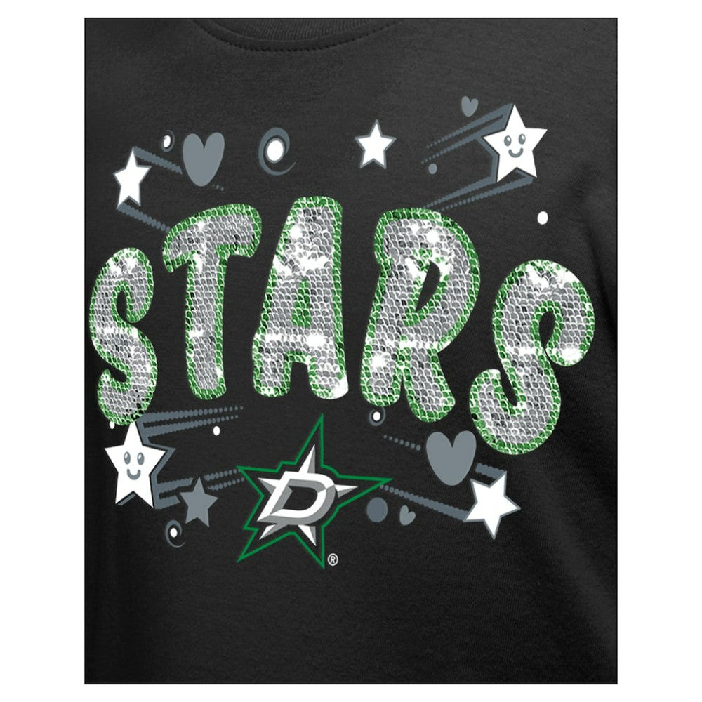 Dallas Stars New Era Girl's Youth Flip Sequin T-Shirt For Sale