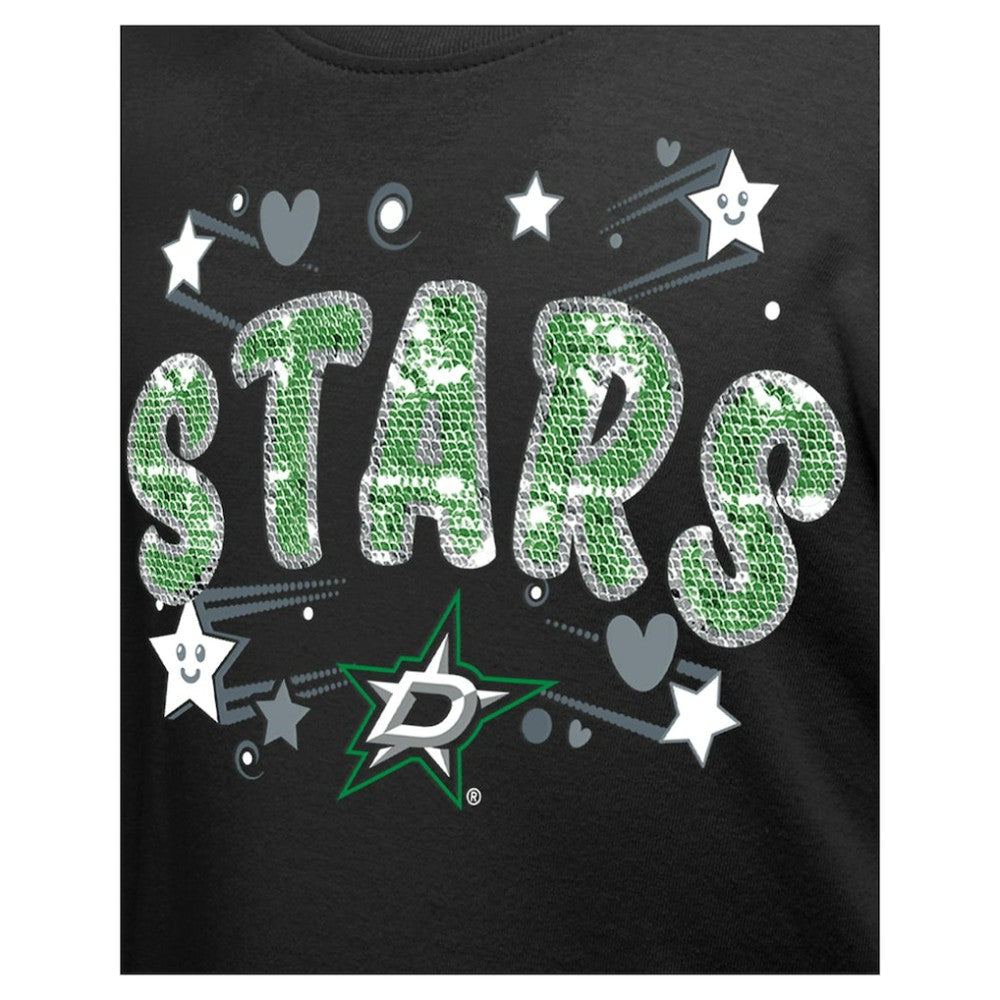 Dallas Stars New Era Girl's Youth Flip Sequin T-Shirt For Sale
