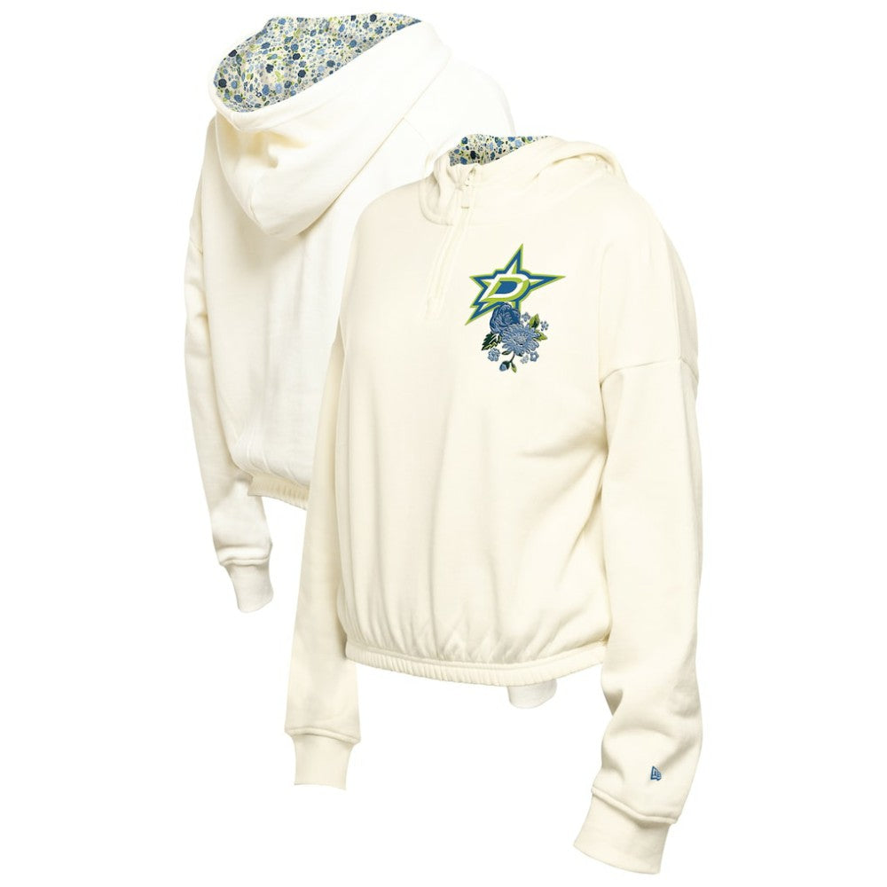 Dallas Stars New Era Women's Glam Game Quarter-Zip Cropped Floral Hoodie Pullover Sale