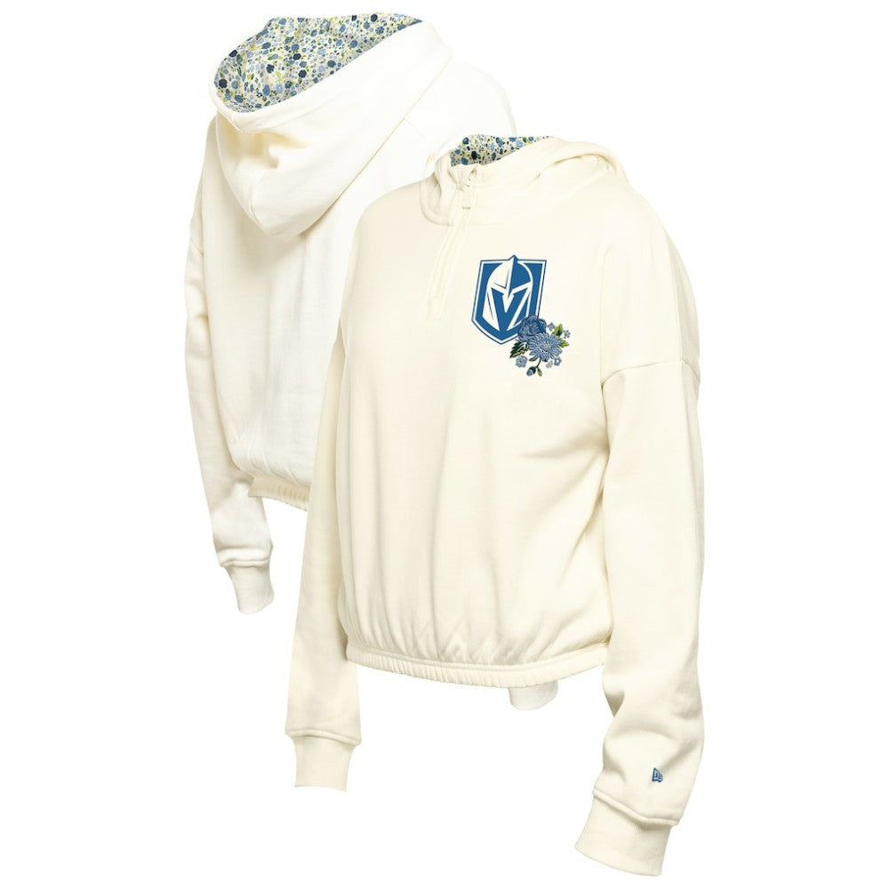 Vegas Golden Knights New Era Women's Glam Game Quarter-Zip Cropped Floral Hoodie Pullover Sale