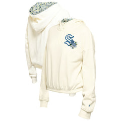 Seattle Kraken New Era Women's Glam Game Quarter-Zip Cropped Floral Hoodie Pullover Sale