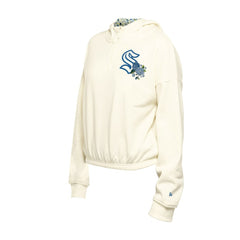 Seattle Kraken New Era Women's Glam Game Quarter-Zip Cropped Floral Hoodie Pullover Sale