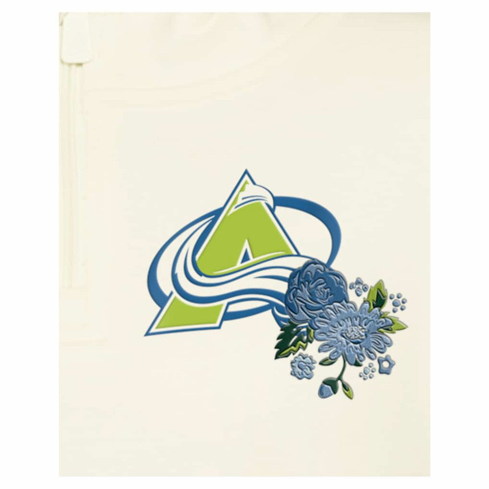 Colorado Avalanche New Era Women's Glam Game Quarter-Zip Cropped Floral Hoodie Pullover Discount