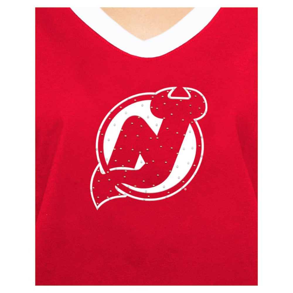 New Jersey Devils New Era Women's Game Day Rhinestuds T-Shirt Discount
