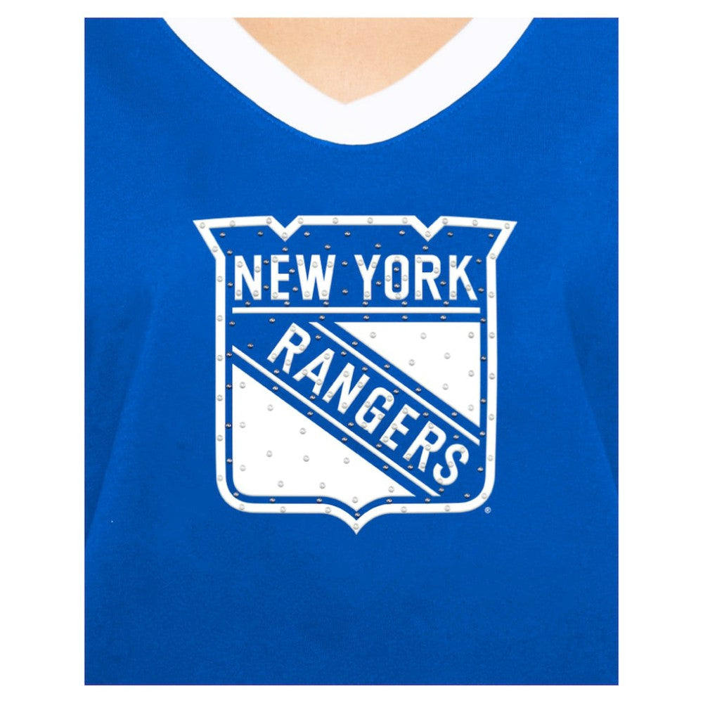 New York Rangers New Era Women's Game Day Rhinestuds T-Shirt Discount