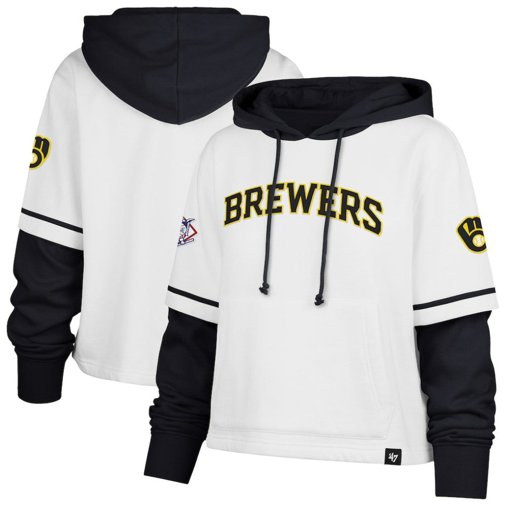 Milwaukee Brewers '47 Women's Trifecta Shortstop Cropped Pullover Hoodie | MLB On Sale