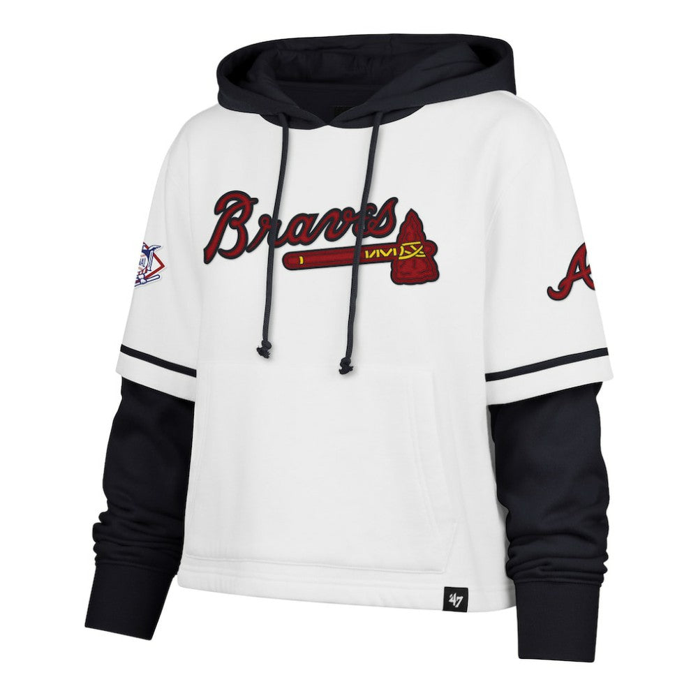 Atlanta Braves '47 Women's Trifecta Shortstop Cropped Pullover Hoodie | MLB Online