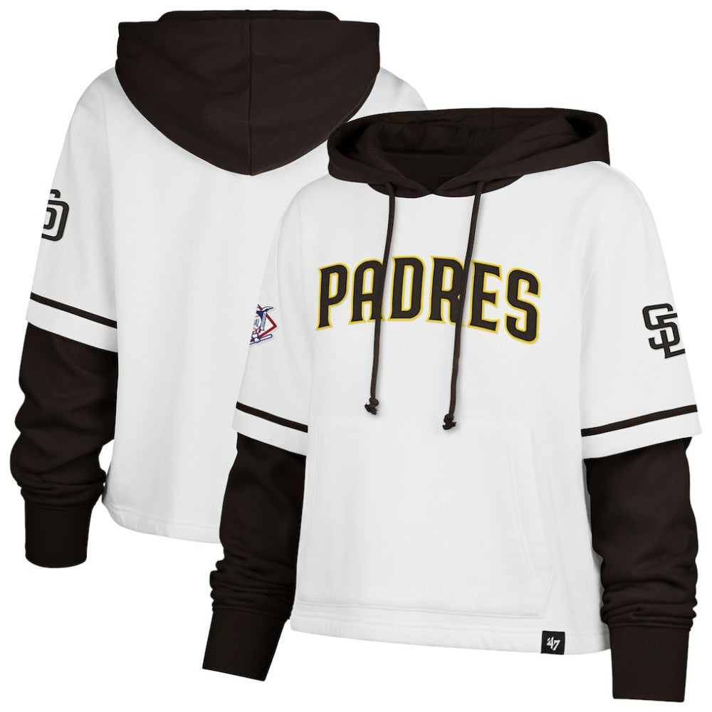 San Diego Padres '47 Women's Trifecta Shortstop Cropped Pullover Hoodie | MLB On Sale