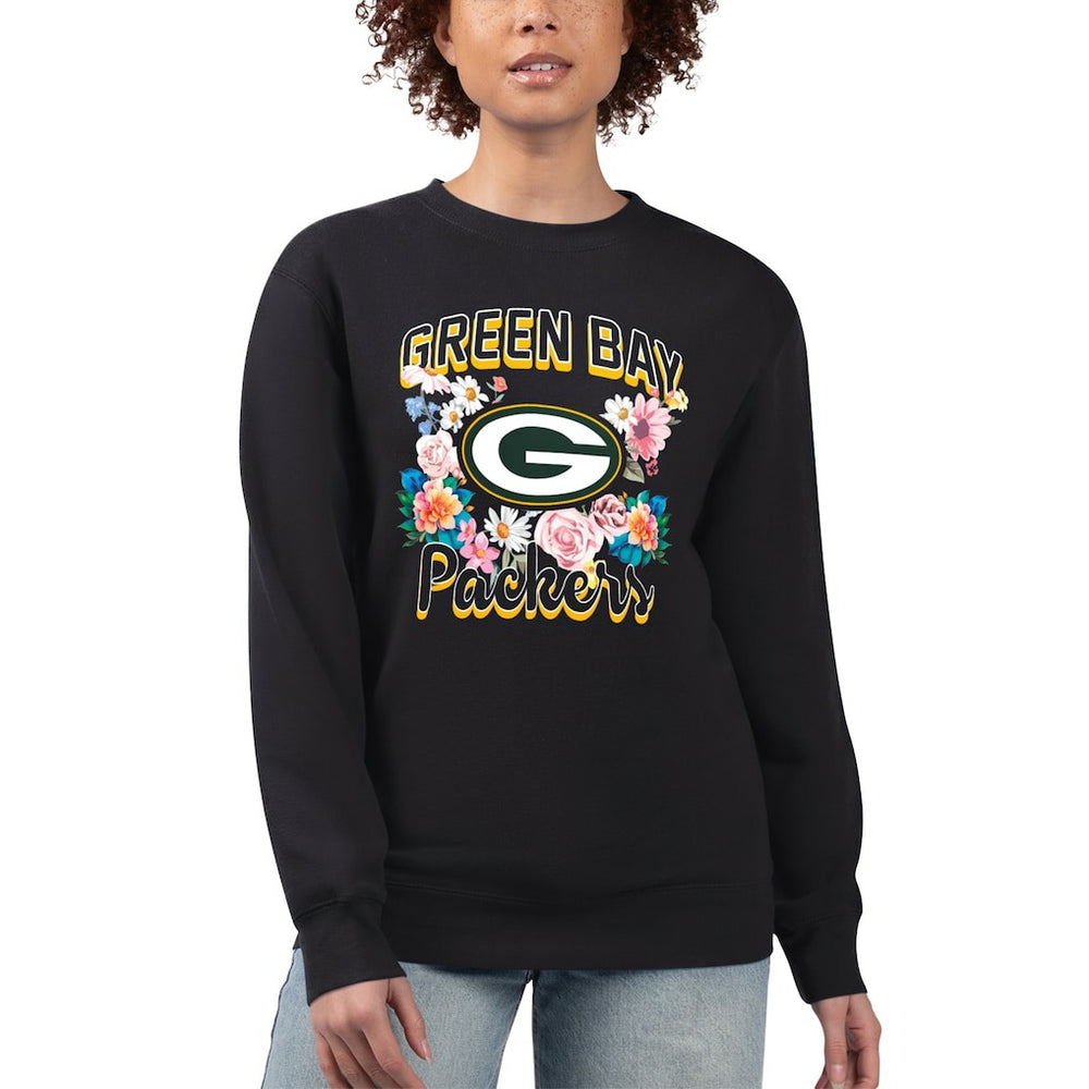 Green Bay Packers  G-III 4Her by Carl Banks Women's Flower Logo Graphic Fleece Pullover Sweatshirt