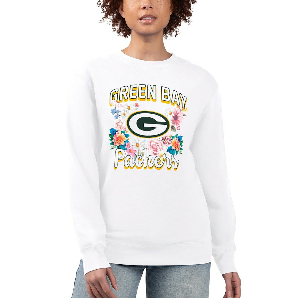 Green Bay Packers  G-III 4Her by Carl Banks Women's Flower Logo Graphic Fleece Pullover Sweatshirt