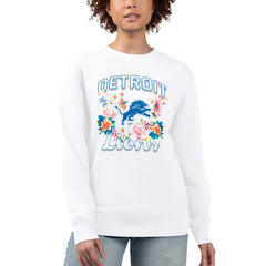 Detroit Lions  G-III 4Her by Carl Banks Women's Flower Logo Graphic Fleece Pullover Sweatshirt