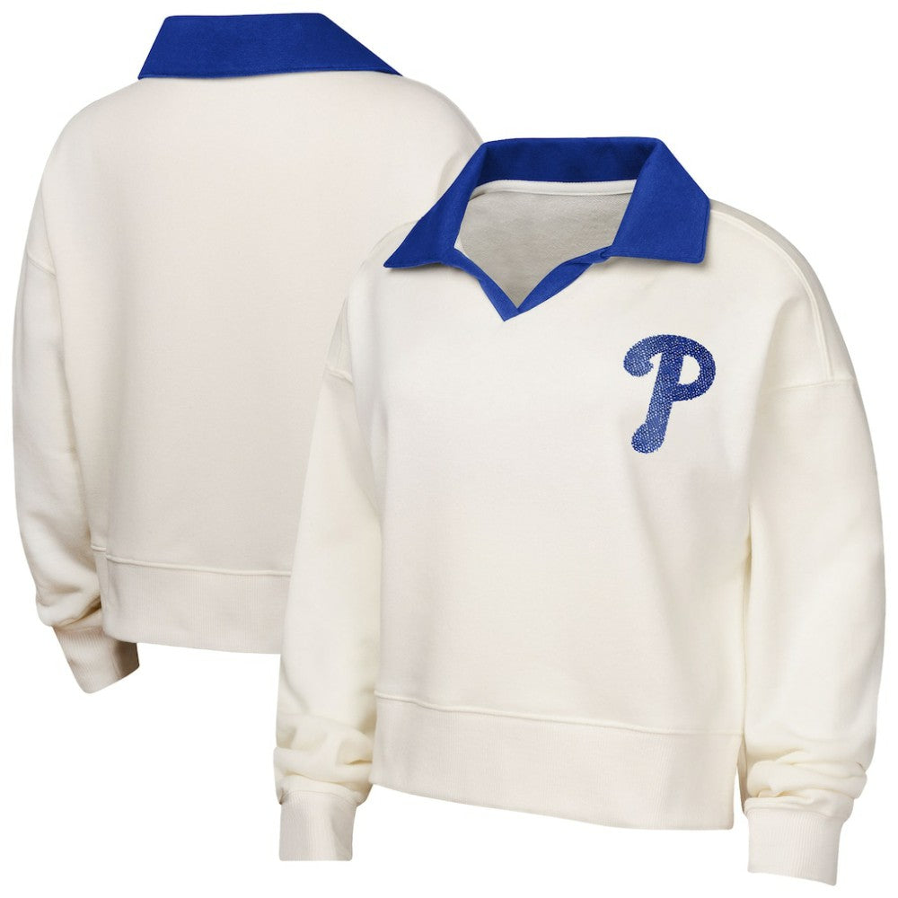 Philadelphia Phillies Girls Youth Ballpark Hit Collared V-Neck Pullover Sweatshirt | MLB For sale