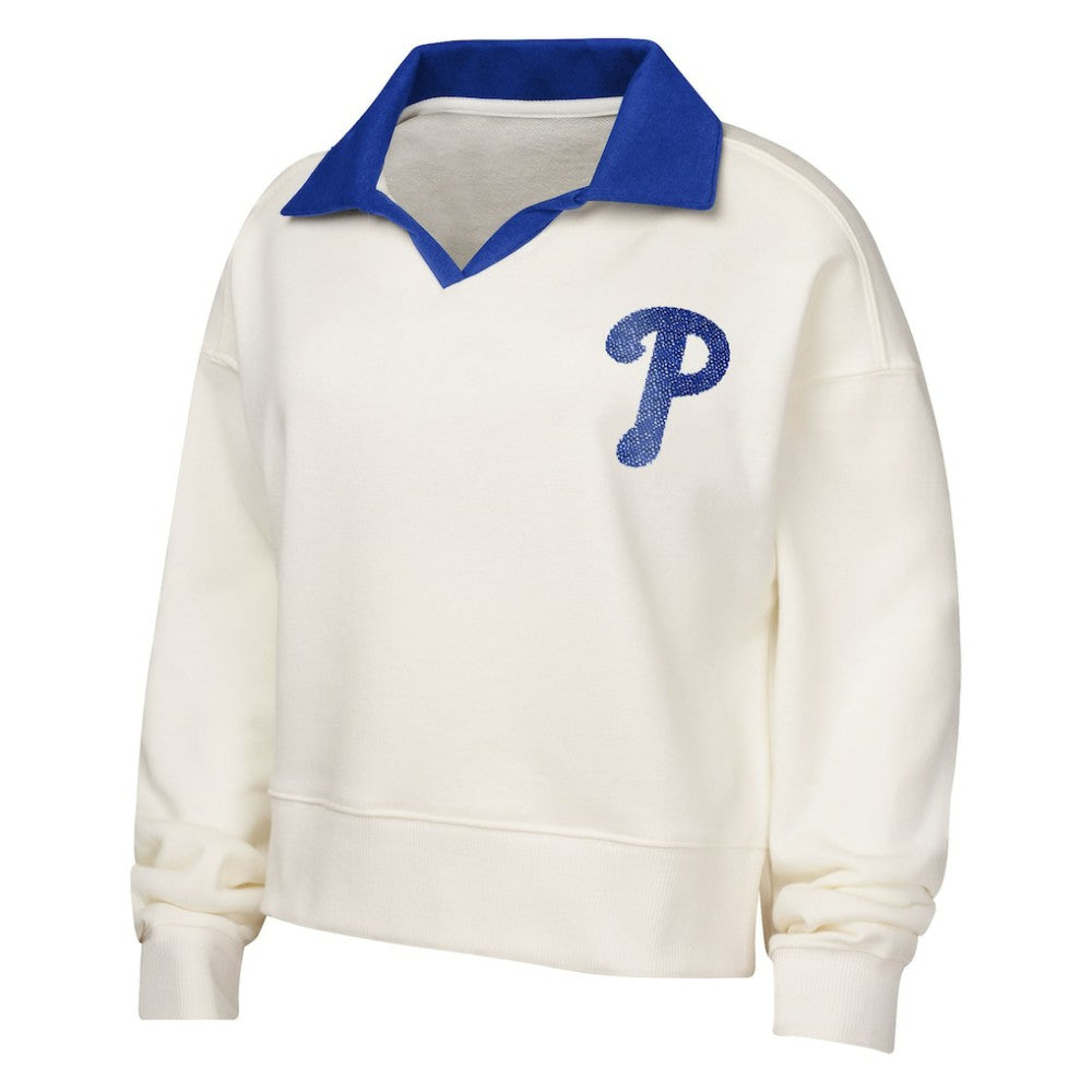 Philadelphia Phillies Girls Youth Ballpark Hit Collared V-Neck Pullover Sweatshirt | MLB For sale
