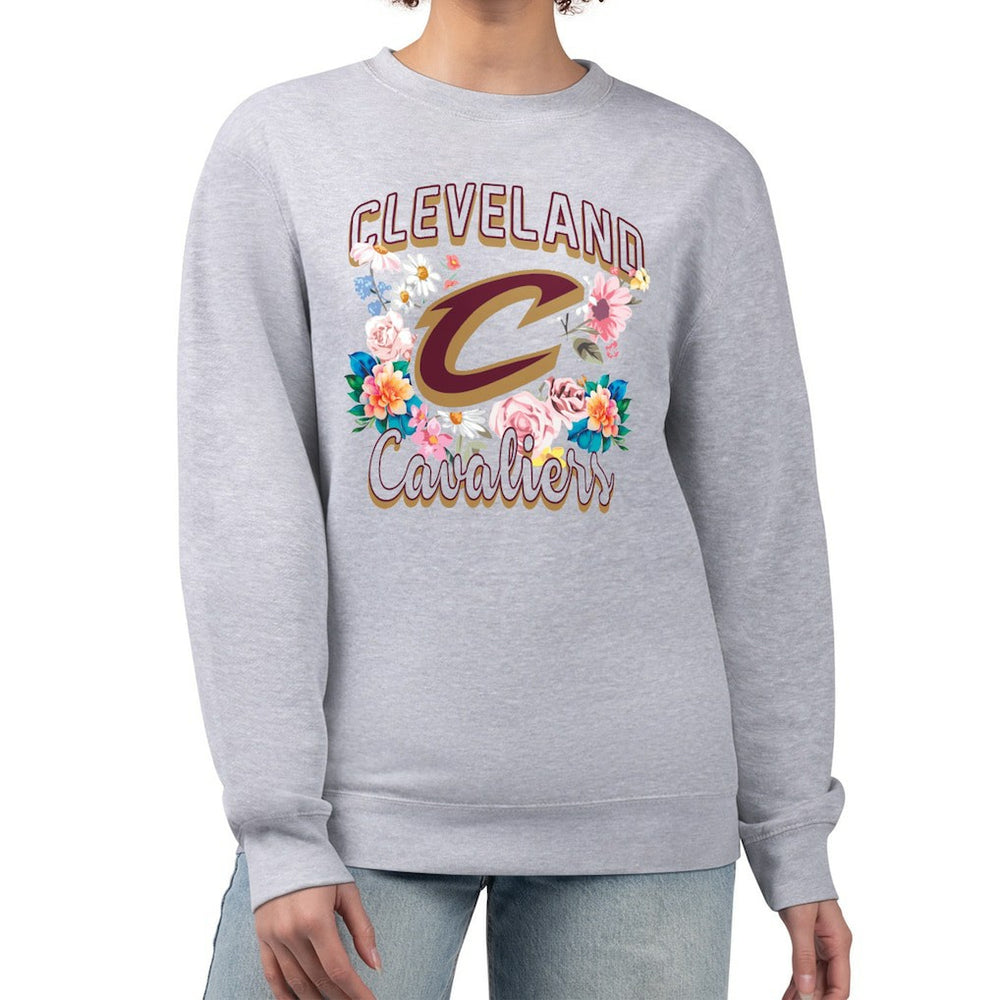 Cleveland Cavaliers G-III 4Her by Carl Banks Women's Flowers Team Logo Graphic Fleece Crewneck Pullover Sweatshirt sale Outlet