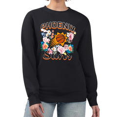 Phoenix Suns G-III 4Her by Carl Banks Women's Flowers Team Logo Graphic Fleece Crewneck Pullover Sweatshirt For Sale