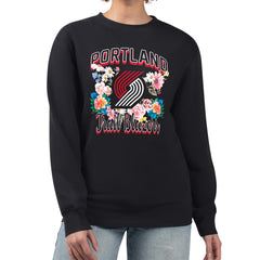 Portland Trail Blazers G-III 4Her by Carl Banks Women's Flowers Team Logo Graphic Fleece Crewneck Pullover Sweatshirt Online