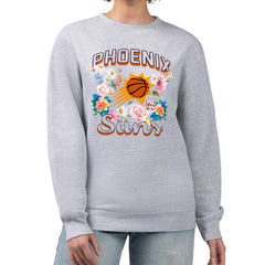 Phoenix Suns G-III 4Her by Carl Banks Women's Flowers Team Logo Graphic Fleece Crewneck Pullover Sweatshirt Outlet