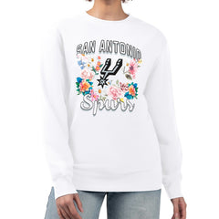 San Antonio Spurs G-III 4Her by Carl Banks Women's Flowers Team Logo Graphic Fleece Crewneck Pullover Sweatshirt Discount