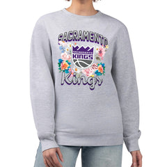 Sacramento Kings G-III 4Her by Carl Banks Women's Flowers Team Logo Graphic Fleece Crewneck Pullover Sweatshirt On Sale