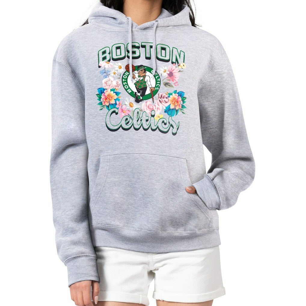 Boston Celtics G-III 4Her by Carl Banks Women's Flowers Team Logo Graphic Fleece Pullover Hoodie Outlet