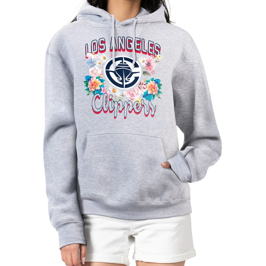 LA Clippers G-III 4Her by Carl Banks Women's Flowers Team Logo Graphic Fleece Pullover Hoodie For Sale