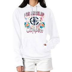 LA Clippers G-III 4Her by Carl Banks Women's Flowers Team Logo Graphic Fleece Pullover Hoodie New