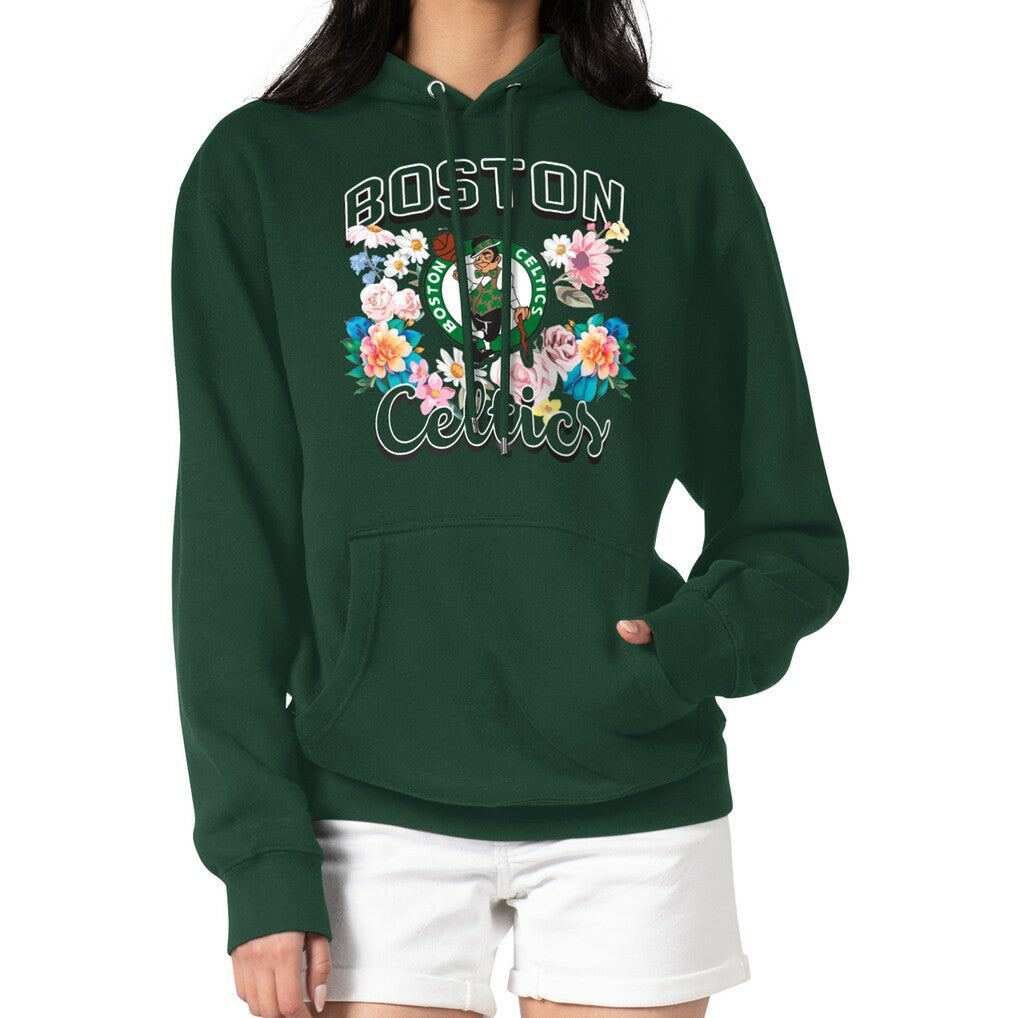 Boston Celtics G-III 4Her by Carl Banks Women's Flowers Team Logo Graphic Fleece Pullover Hoodie On Sale