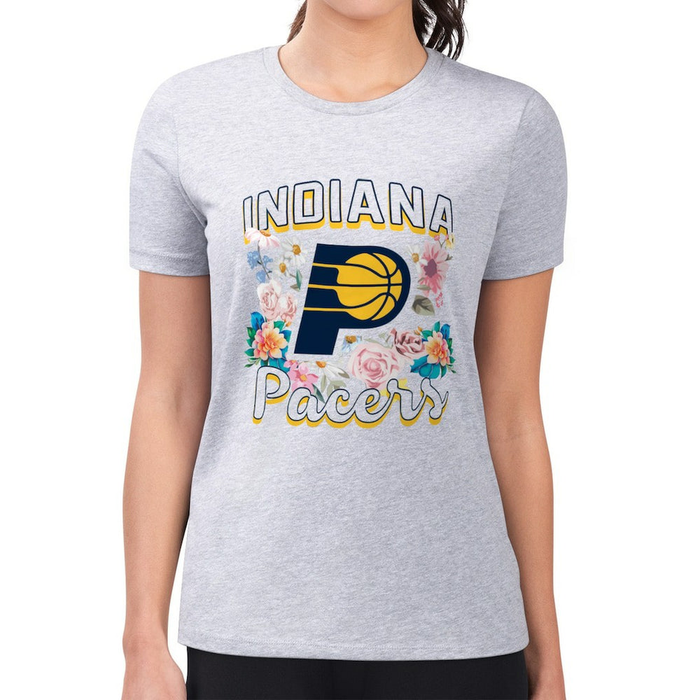 Indiana Pacers G-III 4Her by Carl Banks Women's Super-Slim Fit Lightweight Flowers Team Logo Graphic T-Shirt New
