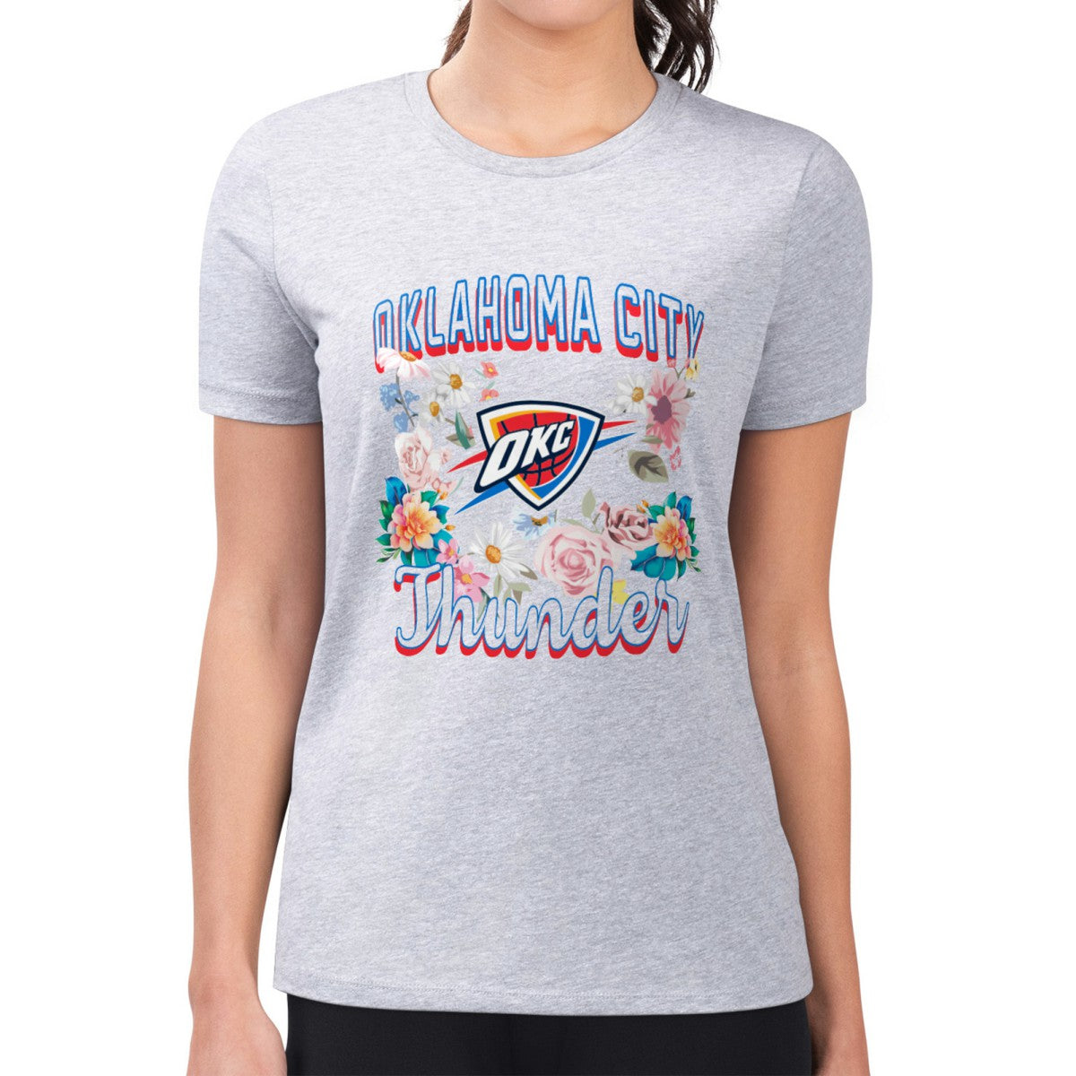 Oklahoma City Thunder G-III 4Her by Carl Banks Women's Super-Slim Fit Lightweight Flowers Team Logo Graphic T-Shirt Discount