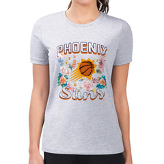 Phoenix Suns G-III 4Her by Carl Banks Women's Super-Slim Fit Lightweight Flowers Team Logo Graphic T-Shirt New