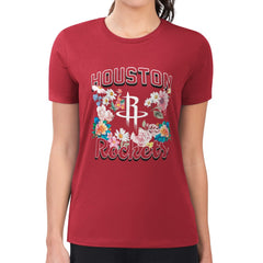 Houston Rockets G-III 4Her by Carl Banks Women's Super-Slim Fit Lightweight Flowers Team Logo Graphic T-Shirt Outlet