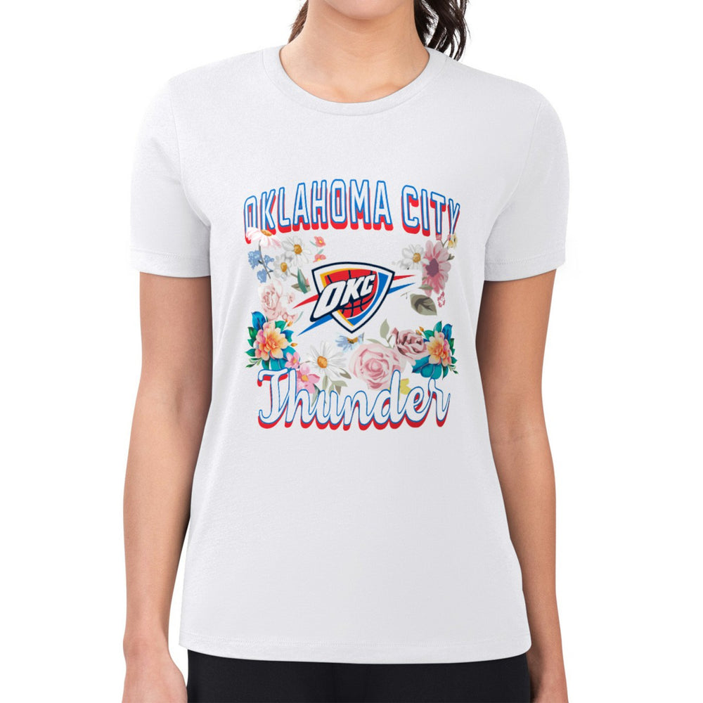 Oklahoma City Thunder G-III 4Her by Carl Banks Women's Super-Slim Fit Lightweight Flowers Team Logo Graphic T-Shirt On Sale