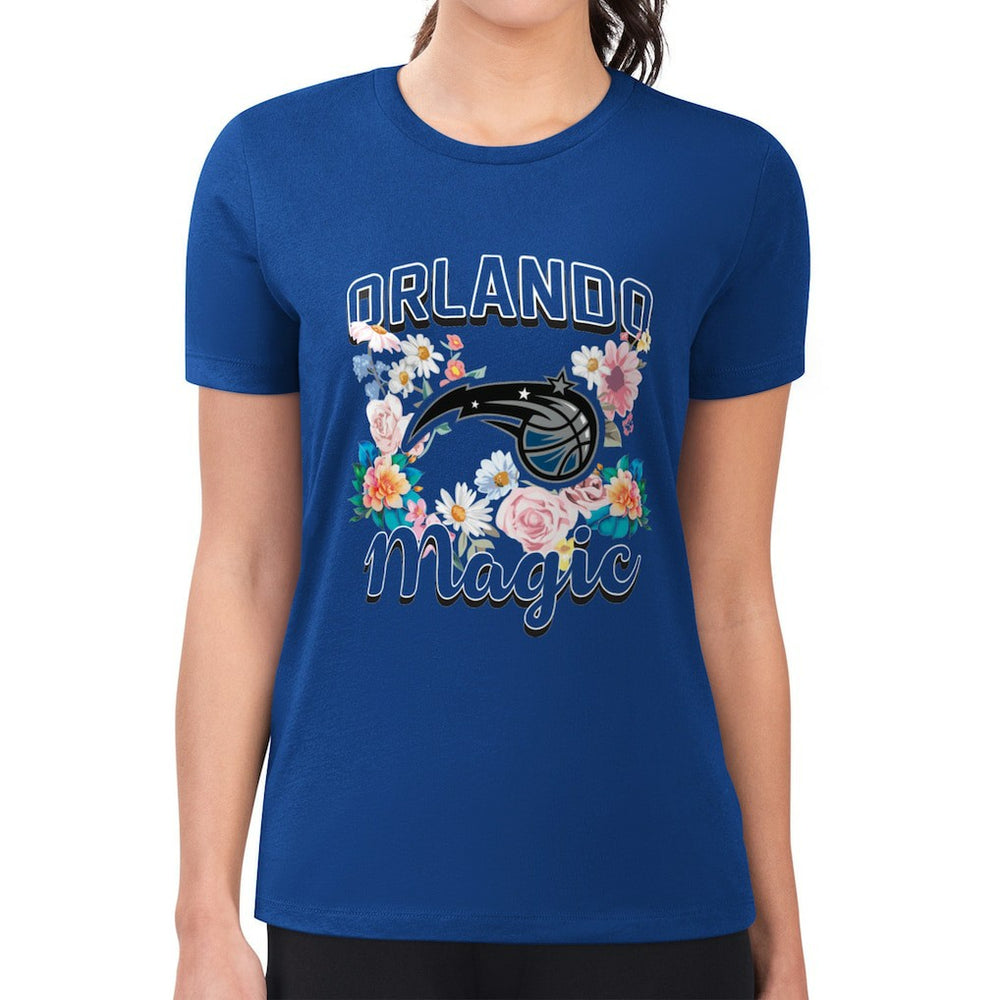 Orlando Magic G-III 4Her by Carl Banks Women's Super-Slim Fit Lightweight Flowers Team Logo Graphic T-Shirt On Sale