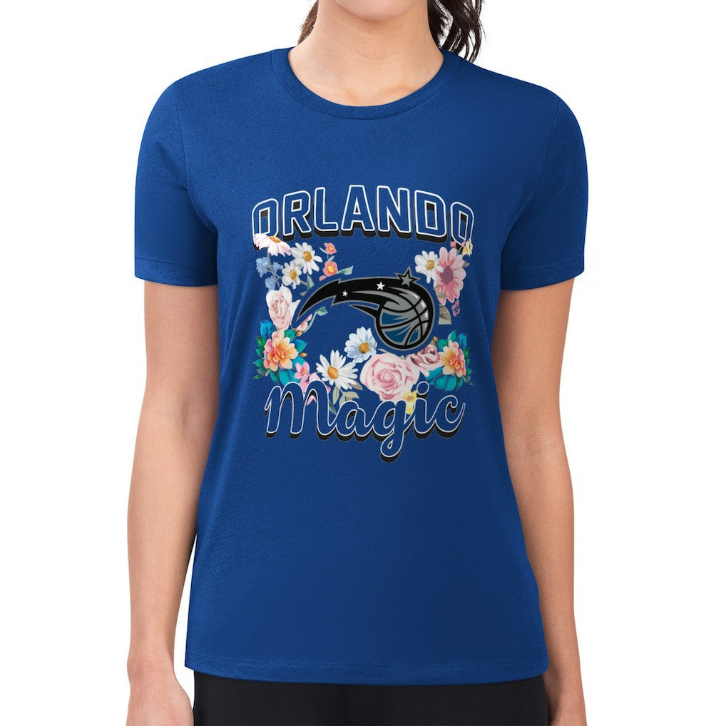Orlando Magic G-III 4Her by Carl Banks Women's Super-Slim Fit Lightweight Flowers Team Logo Graphic T-Shirt On Sale
