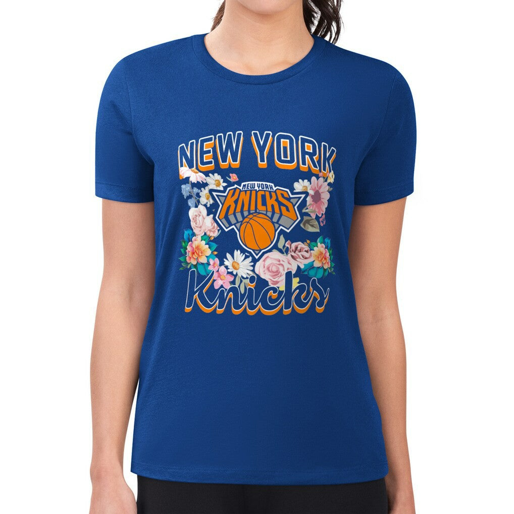 New York Knicks G-III 4Her by Carl Banks Women's Super-Slim Fit Lightweight Flowers Team Logo Graphic T-Shirt New