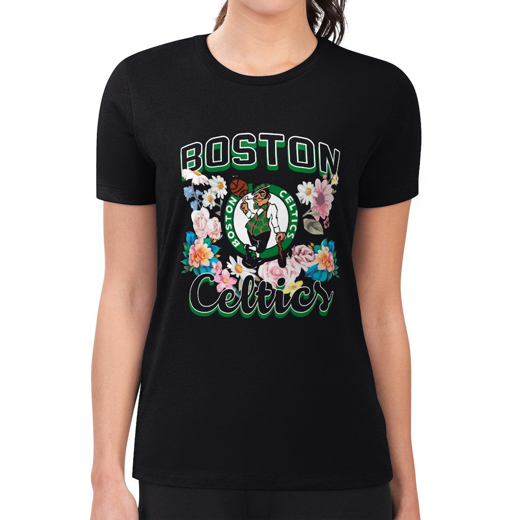 Boston Celtics G-III 4Her by Carl Banks Women's Super-Slim Fit Lightweight Flowers Team Logo Graphic T-Shirt Discount