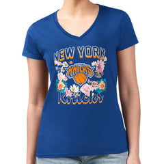 New York Knicks G-III 4Her by Carl Banks Women's Super-Slim Fit Lightweight Flowers Team Logo Graphic V-Neck T-Shirt Online