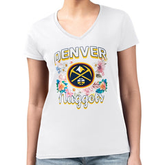 Denver Nuggets G-III 4Her by Carl Banks Women's Super-Slim Fit Lightweight Flowers Team Logo Graphic V-Neck T-Shirt sale Online